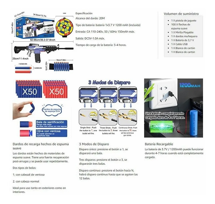 Pistola De Juguete Recargable 12clip