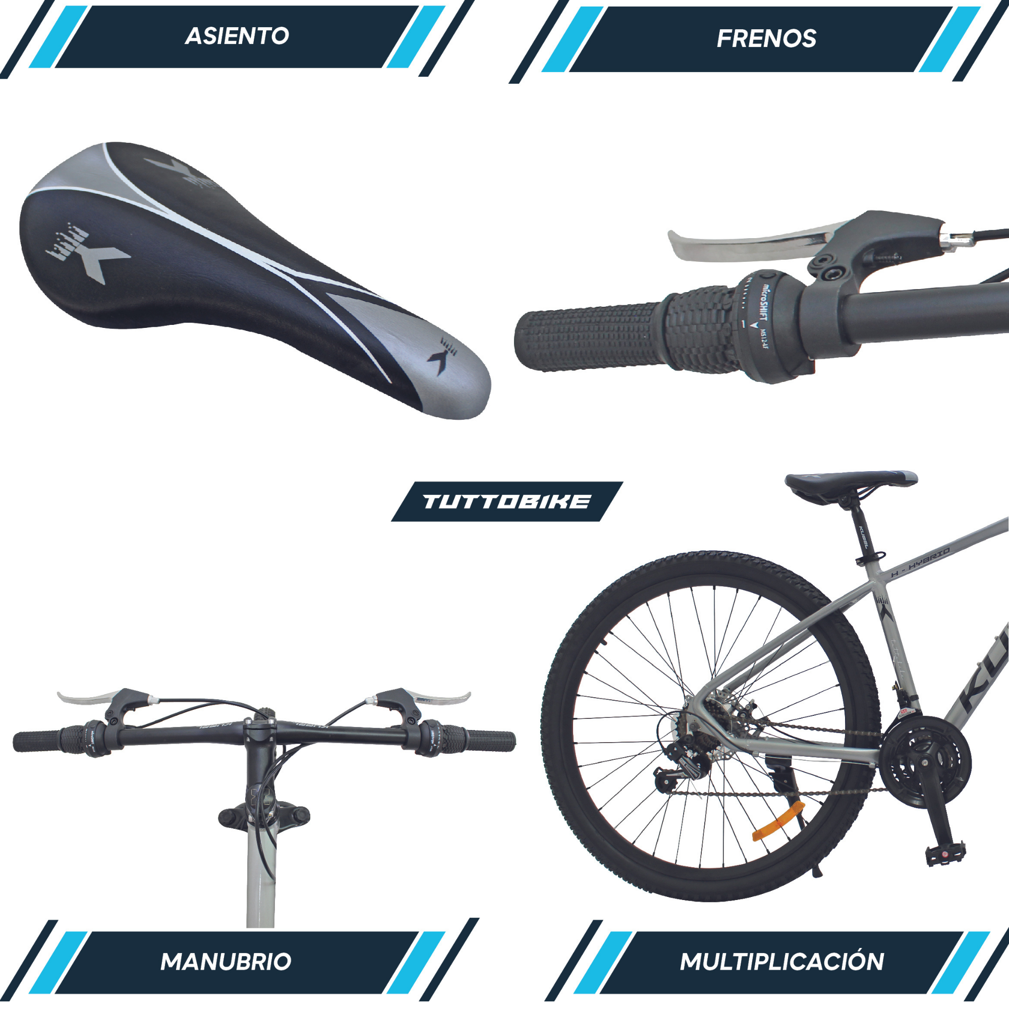 Bicicleta Montaña Rodada 29 21 Velocidades Kugel H-Hybrid Gris