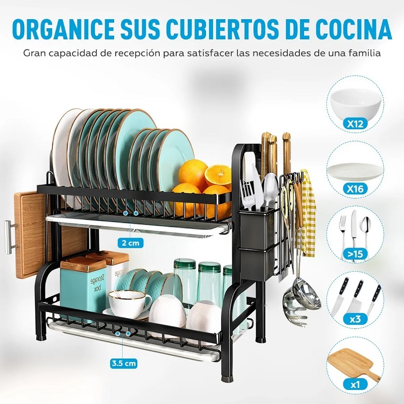 Escurridor Trastes Grande Acero-carbono Organizador Cocina