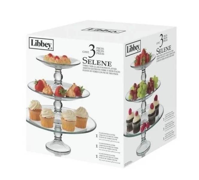 Base Para Postres Cupcakes 3 Pisos Selene de Vidrio LIBBEY