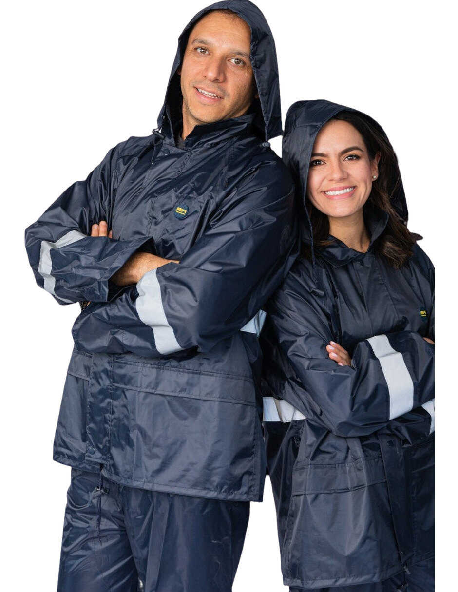 Impermeable para lluvia Motociclista Seguridad Industrial Beckon BK105 Reflejante Para Uso Rudo Doble Refuerzo En Entrepierna.