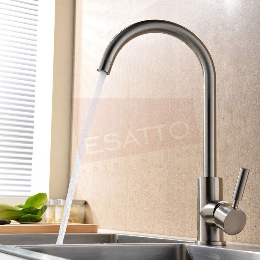 Esatto® Llave Monomando De Cocina Moderna Acero Satin Gc-023