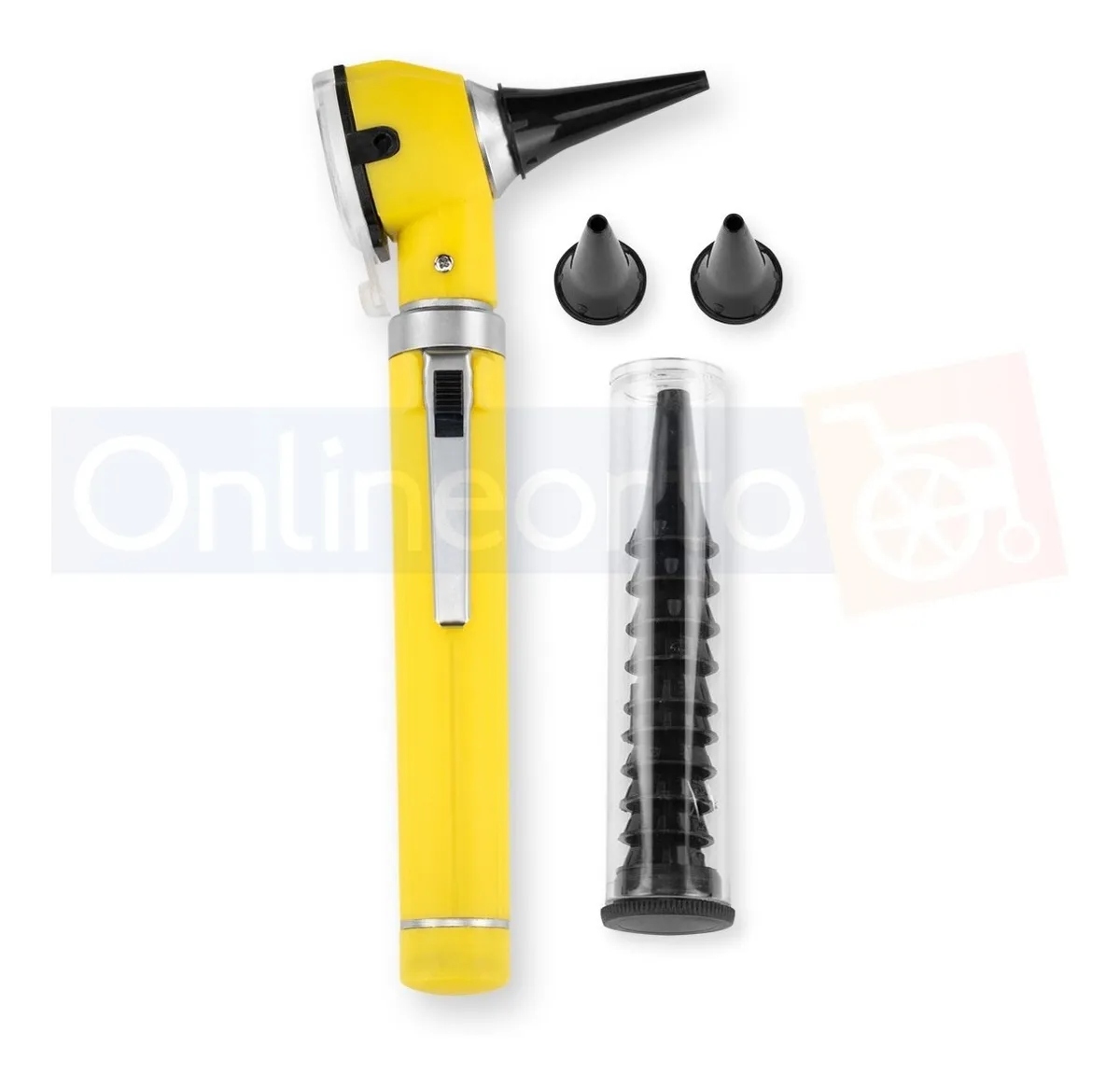 Otoscopio Medico Luz Led Fibra Optica Estudiante Con Funda Amarillo