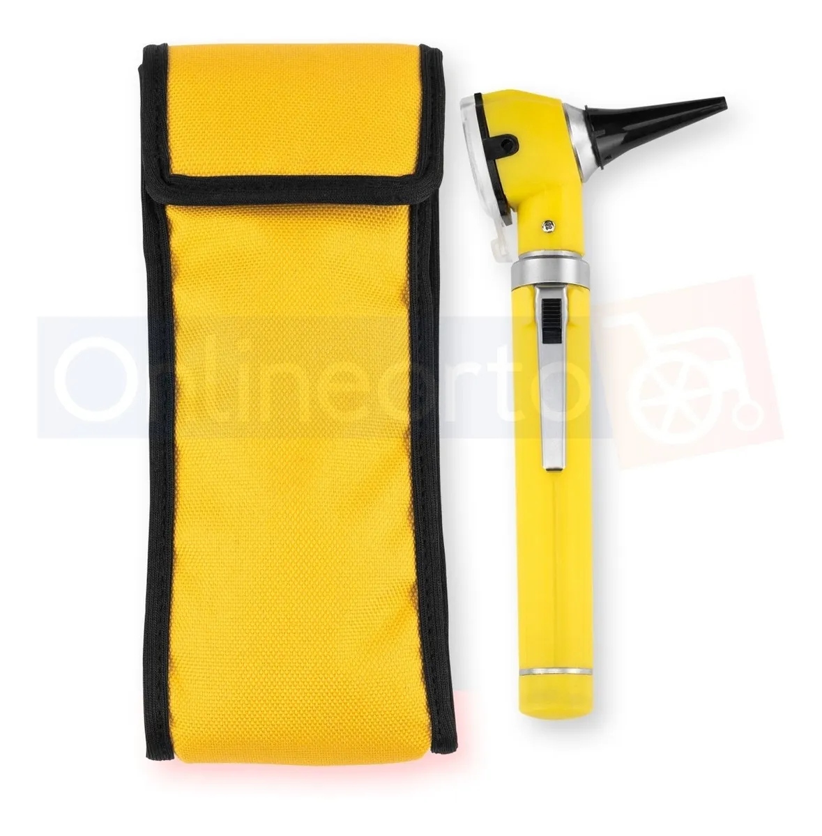 Otoscopio Medico Luz Led Fibra Optica Estudiante Con Funda Amarillo