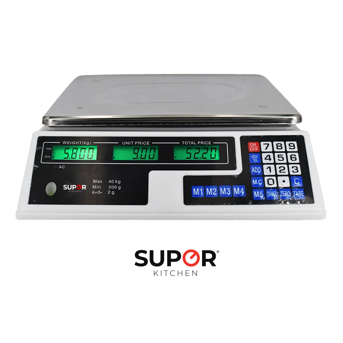 Bascula Comercial Digital Recargable 40kg Supor Negocio Cocina