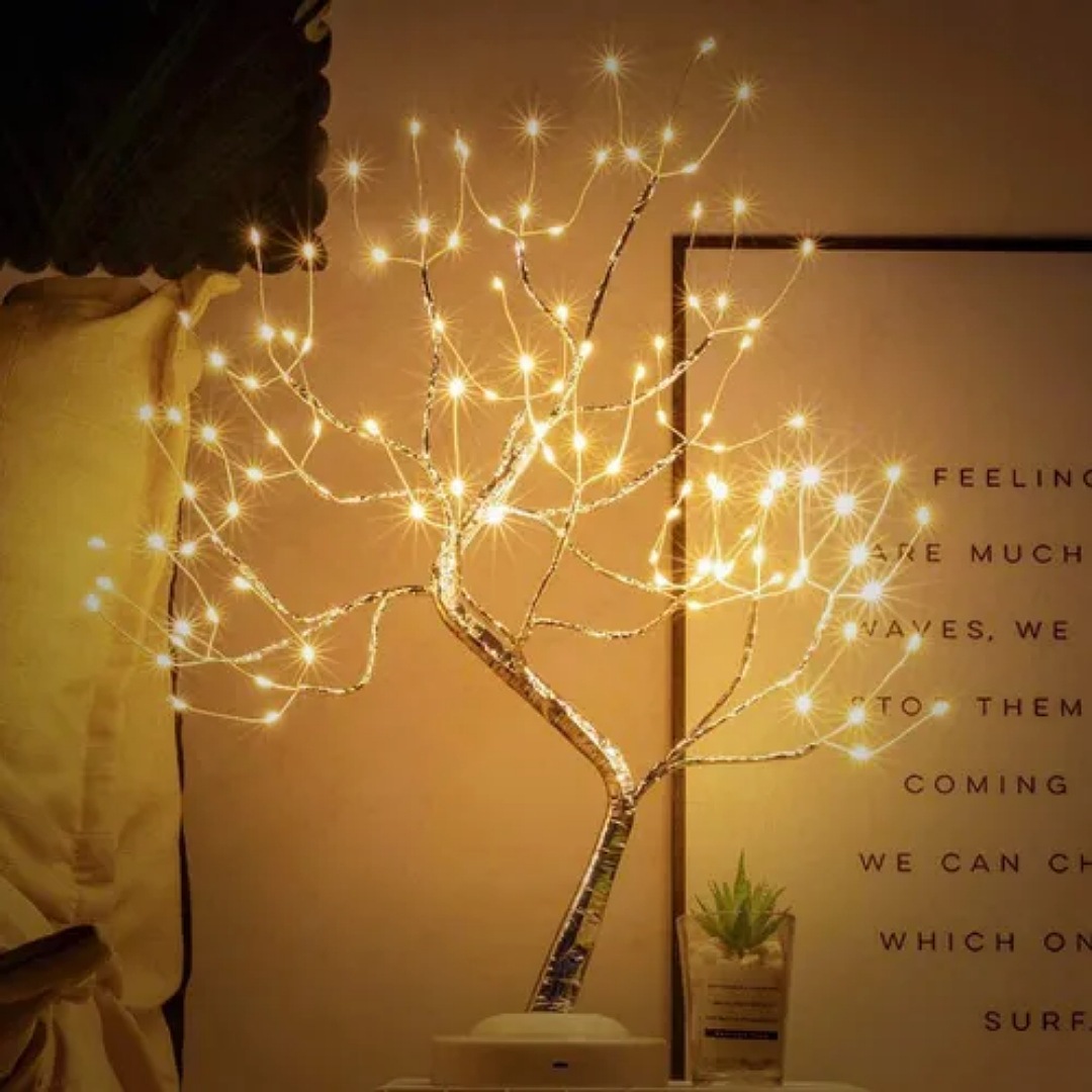 Lámpara Árbol De Bonsái 20 Pulgadas 108 Led Perla Decoración