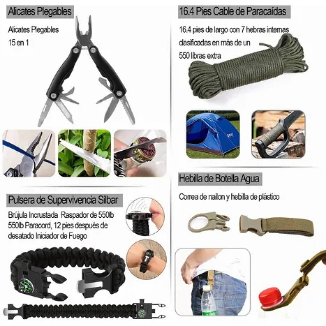 108pzs Kit De Supervivencia Emergencia Para Camping Portátil