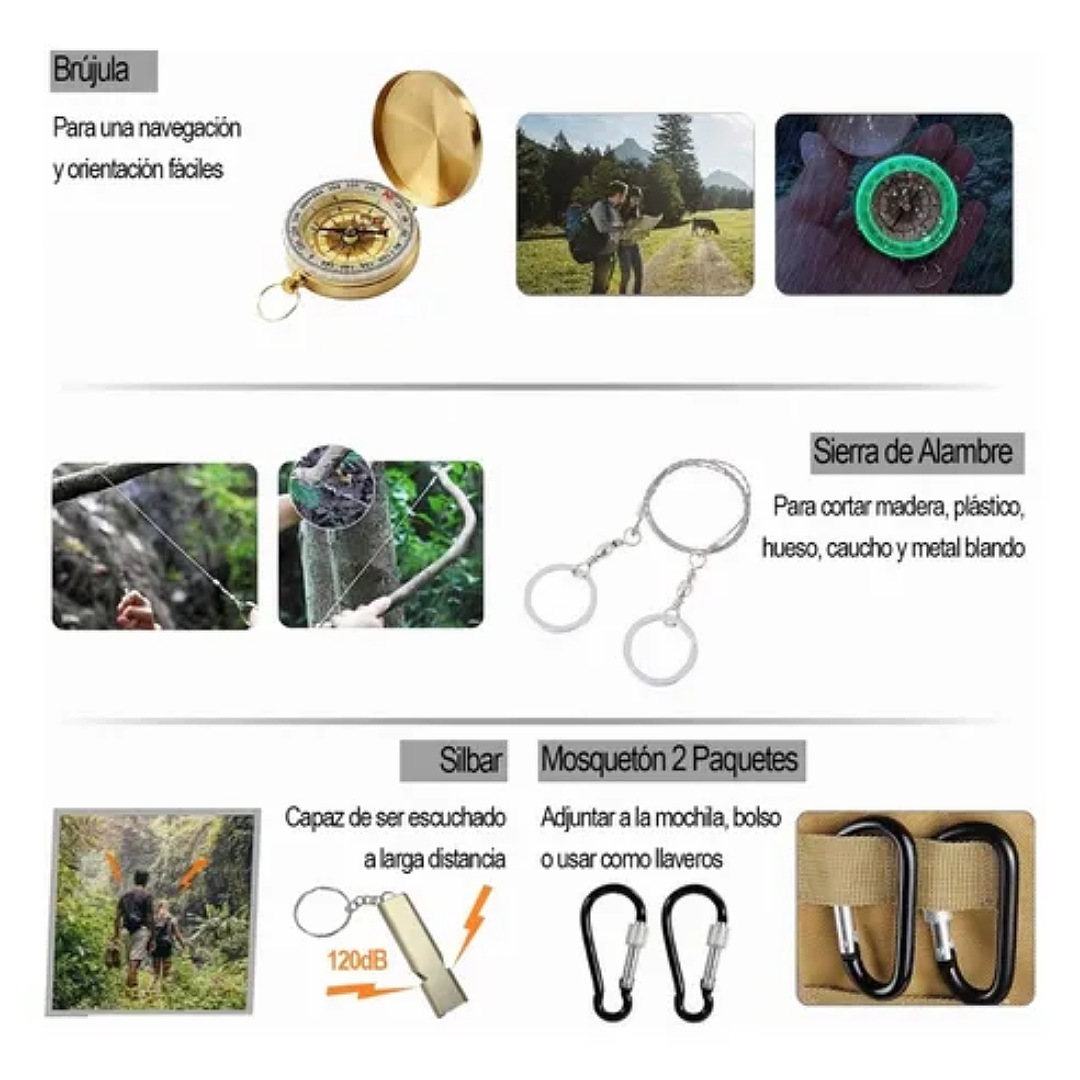 108pzs Kit De Supervivencia Emergencia Para Camping Portátil