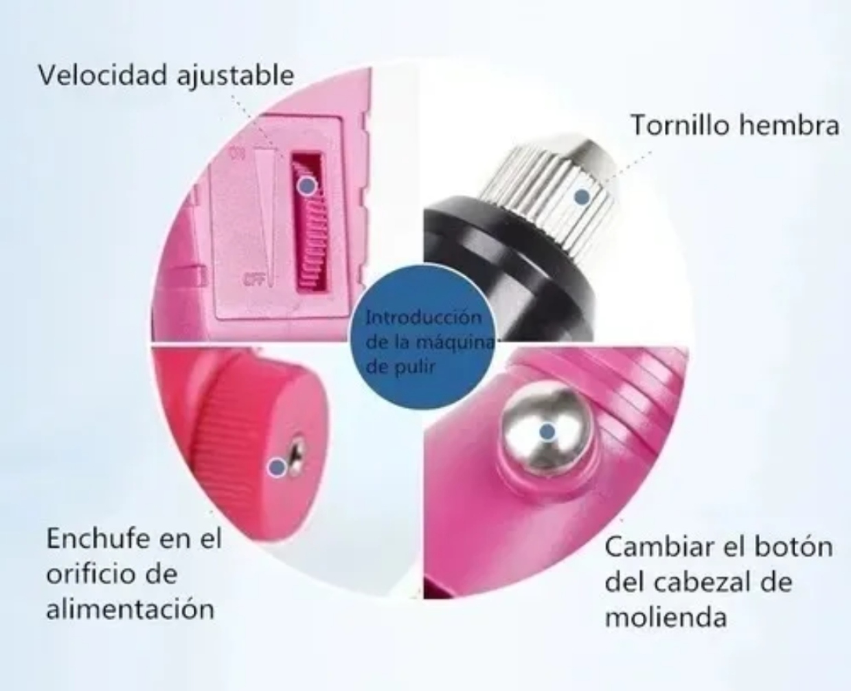Kit Pulidor De Esmeril Para Cuidado De Uñas Semiprofesional