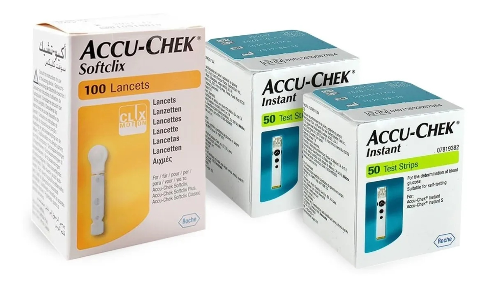 Tiras Reactivas Glucosa Accucheck Instant 100 piezas + 100 Lancetas