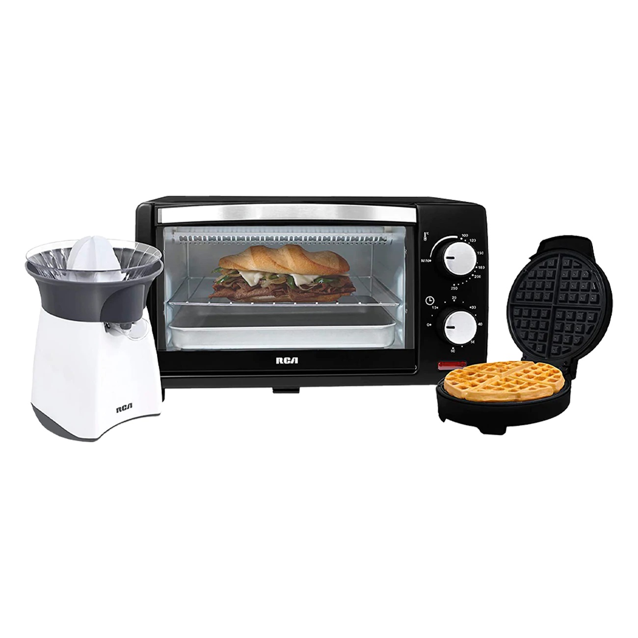 Combo cocina de exprimidor de citricos RC-8004, la Waflera Belga RC-89SS y el Horno Eléctrico RC-9L