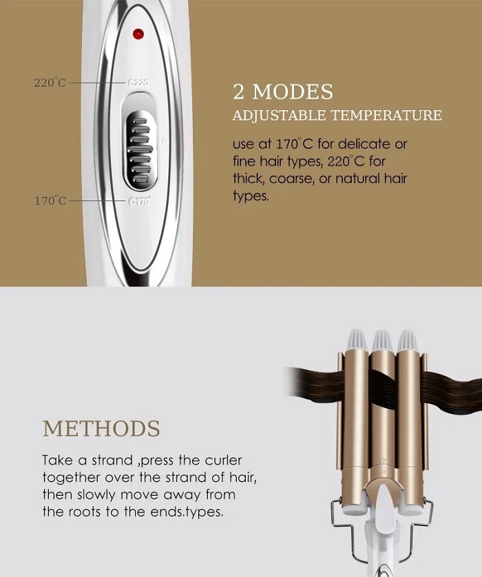 Rizadora De Cabello 3 Tubos Ferro  de Ceramica  