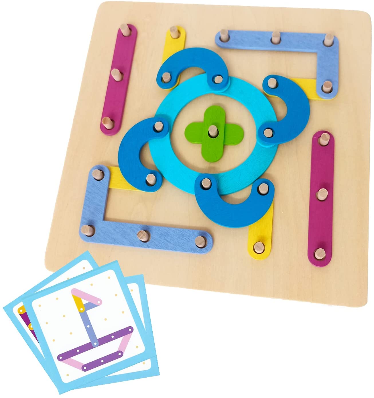 Geoplano de columnas con números, letras y figuras 