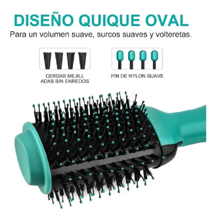 Cepillo Secador De Aire Caliente Para Alisar Cabello Verde