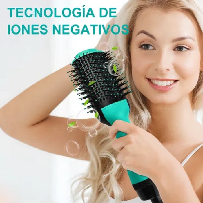 Cepillo Secador De Aire Caliente Para Alisar Cabello Verde