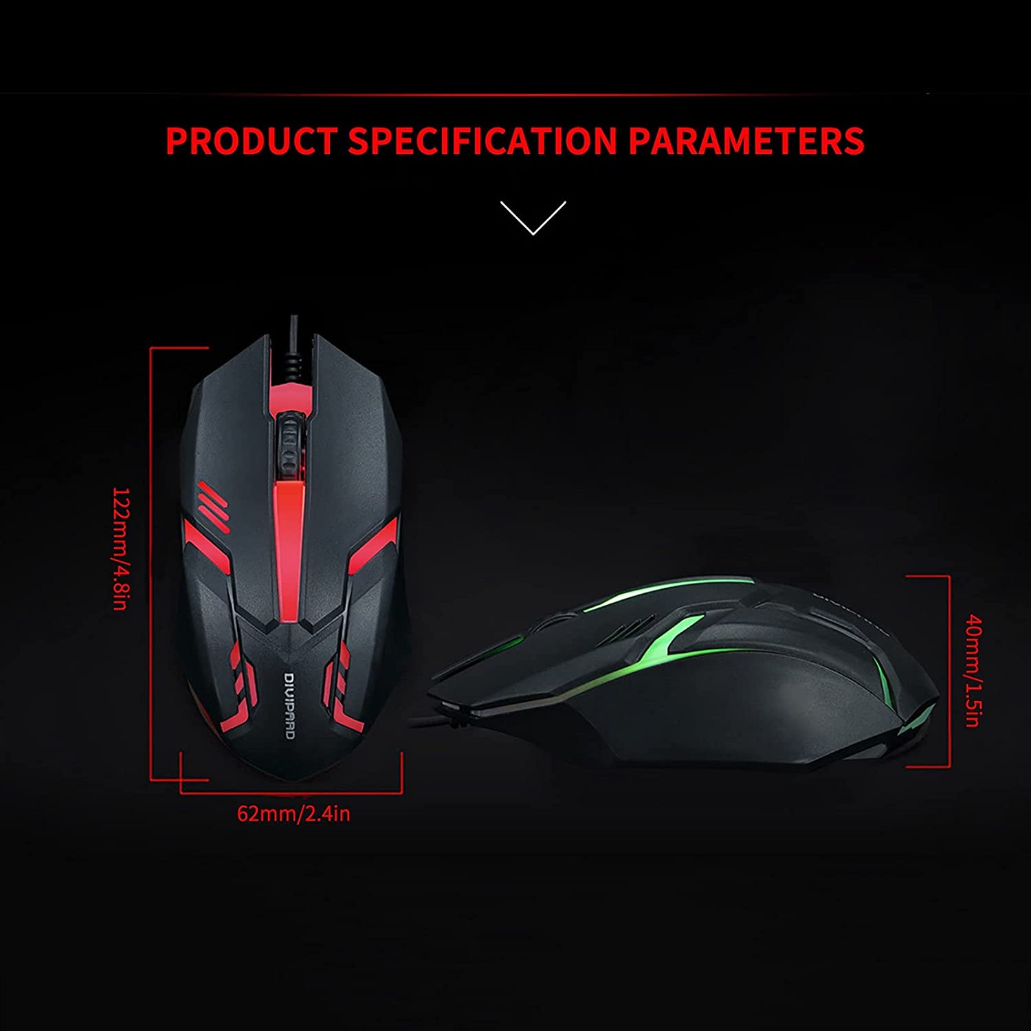  Mouse De Juego Game Divipart Negro Con Luz Led