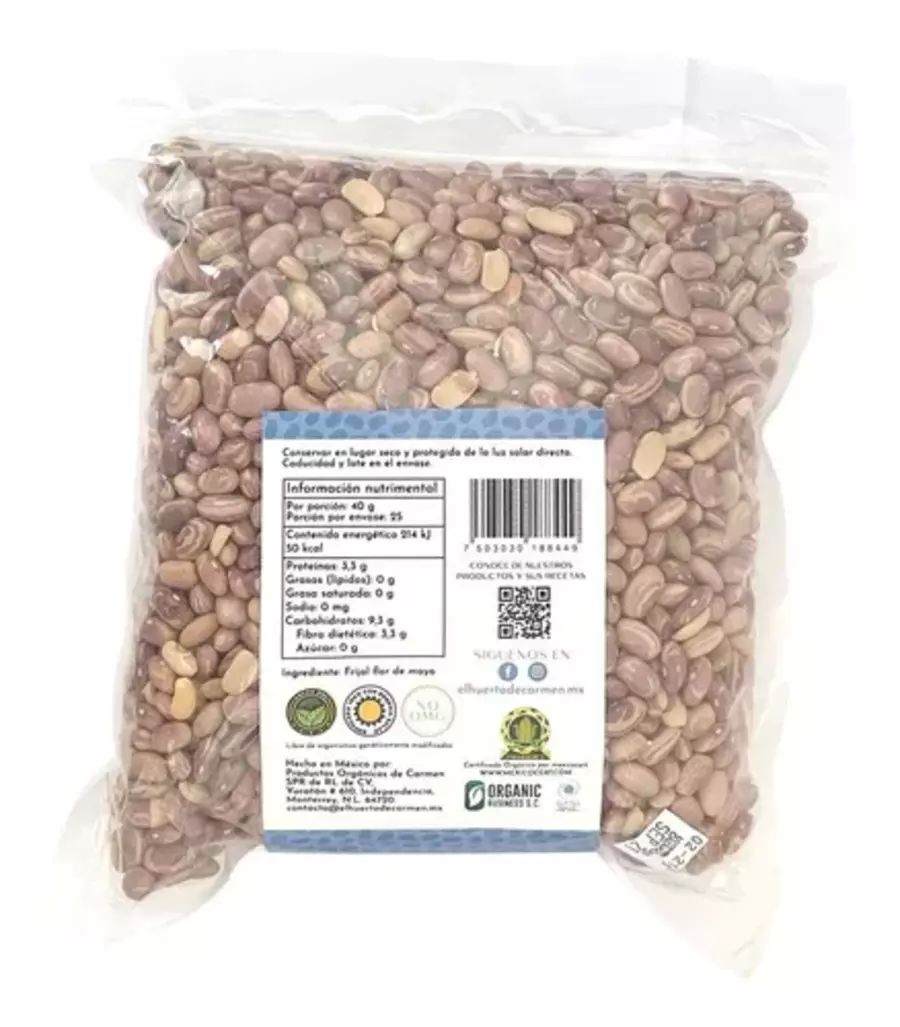 Frijol Flor De Mayo Orgánico 1 Kg Huerto De Carmen Agroecológico