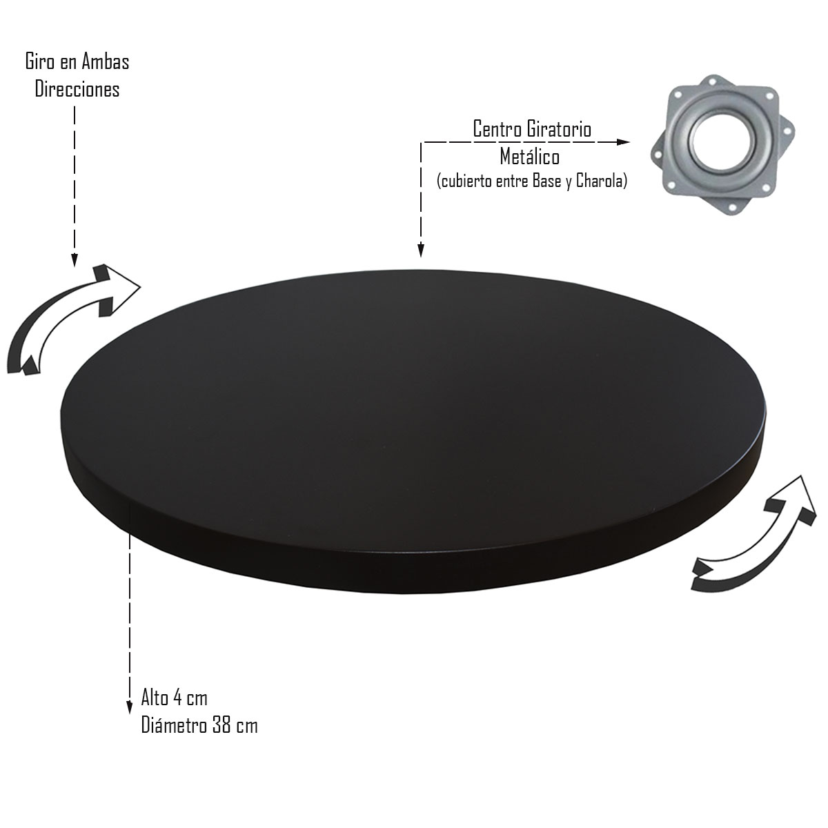 Charola Giratoria 38 cm Hogare Chocolate