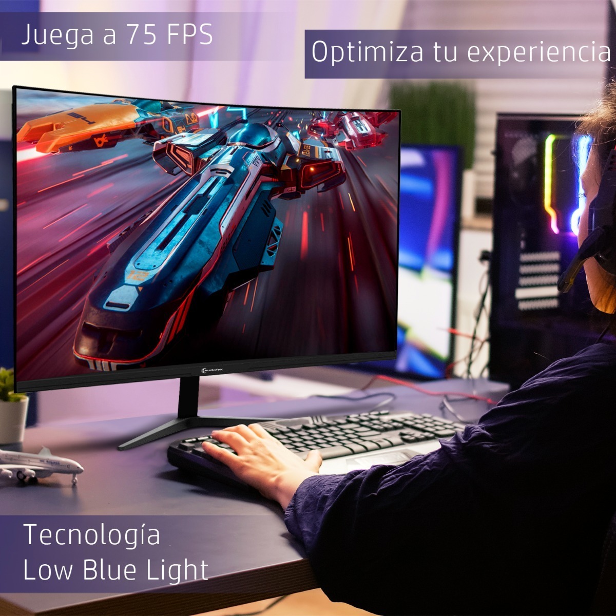 Monitor Gamer Curvo 32 pulgadas 75hz Audiotek 2ms 1920x1080 Hdmi Displayport 40w