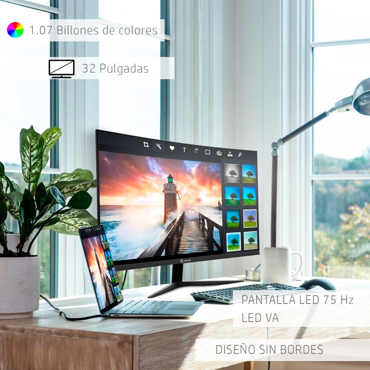 Monitor Gamer Curvo 32 pulgadas 75hz Audiotek 2ms 1920x1080 Hdmi Displayport 40w