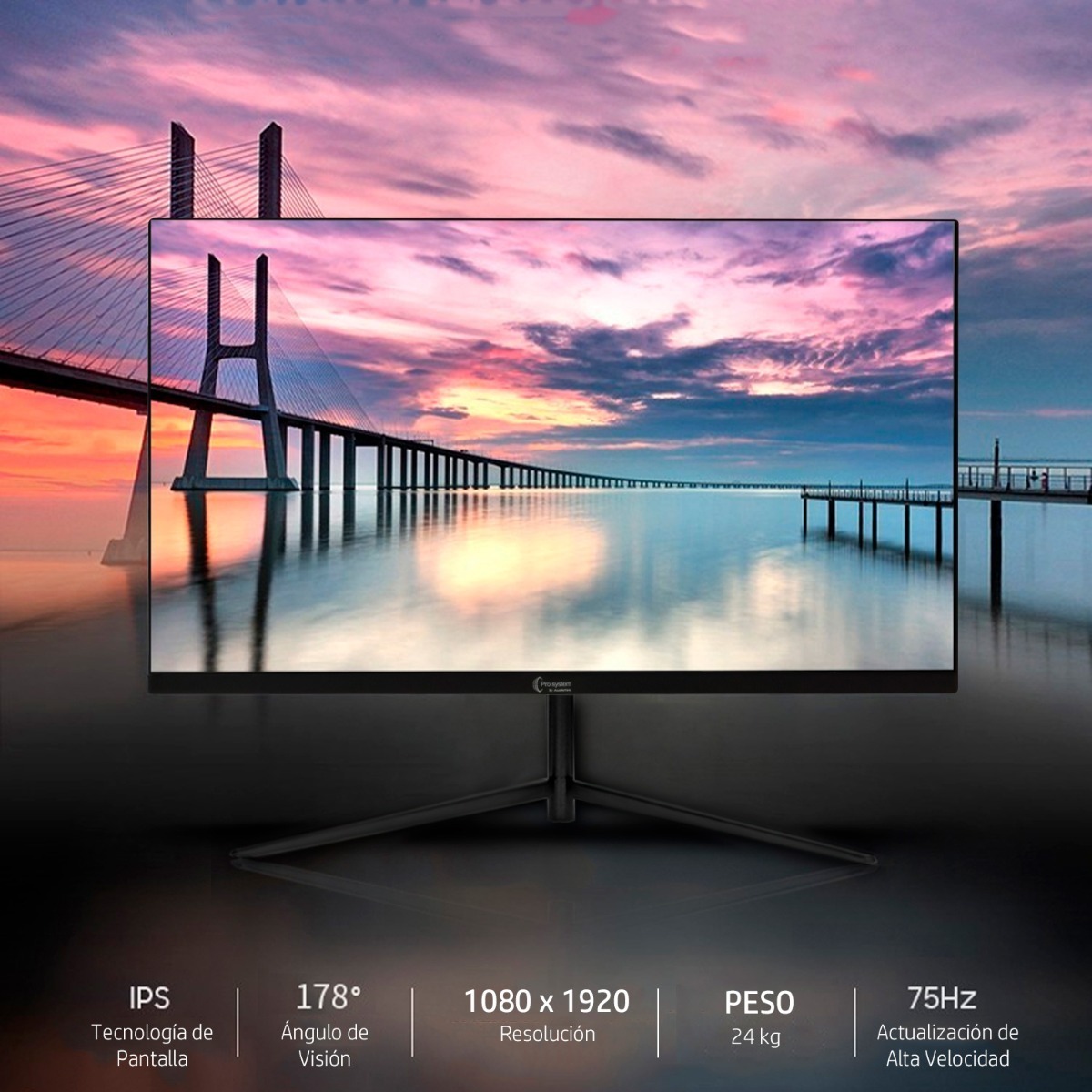 Monitor Gamer 24 pulgadas 75 hz Audiotek 2ms 1920x1080 Hdmi Displayport 40w