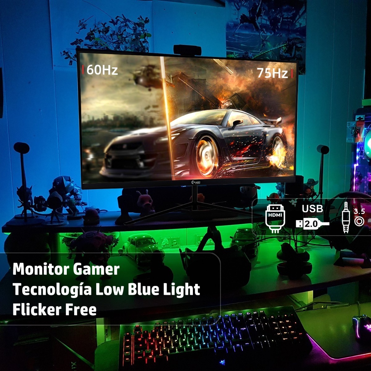 Monitor Gamer 27 pulgadas Display Port 75 Hz Hdmi 48 W Audiotek