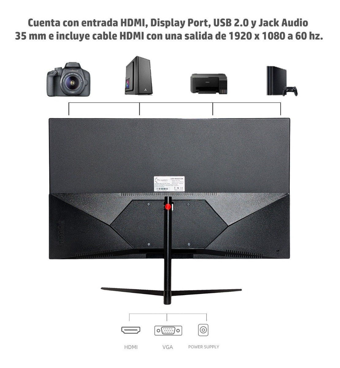 Monitor Gamer 27 pulgadas Display Port 75 Hz Hdmi 48 W Audiotek