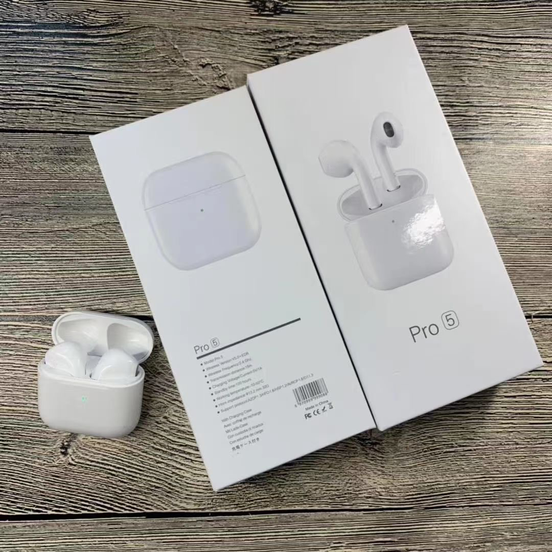 TWS Auriculares PRO5 Bluetooth V5.0-SIRI-GPS Localizable/Iphone 8,9,10,11,12 &13 & Android-Blanco