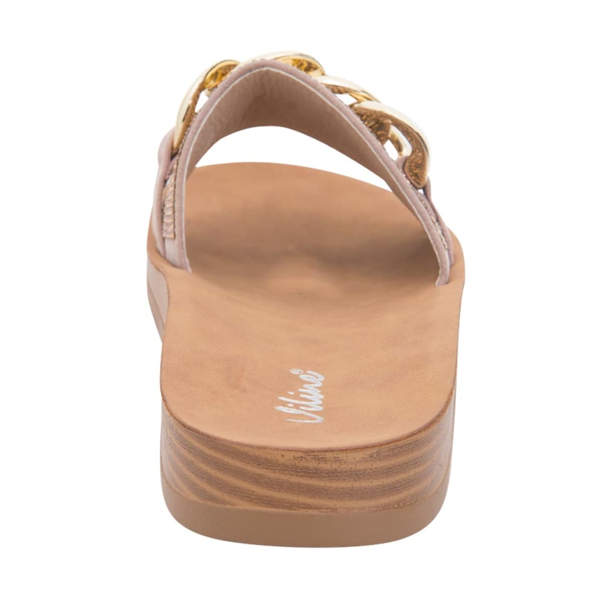 Sandalia casual marca Vi Line, tipo slide, color taupé, mod. 1028376