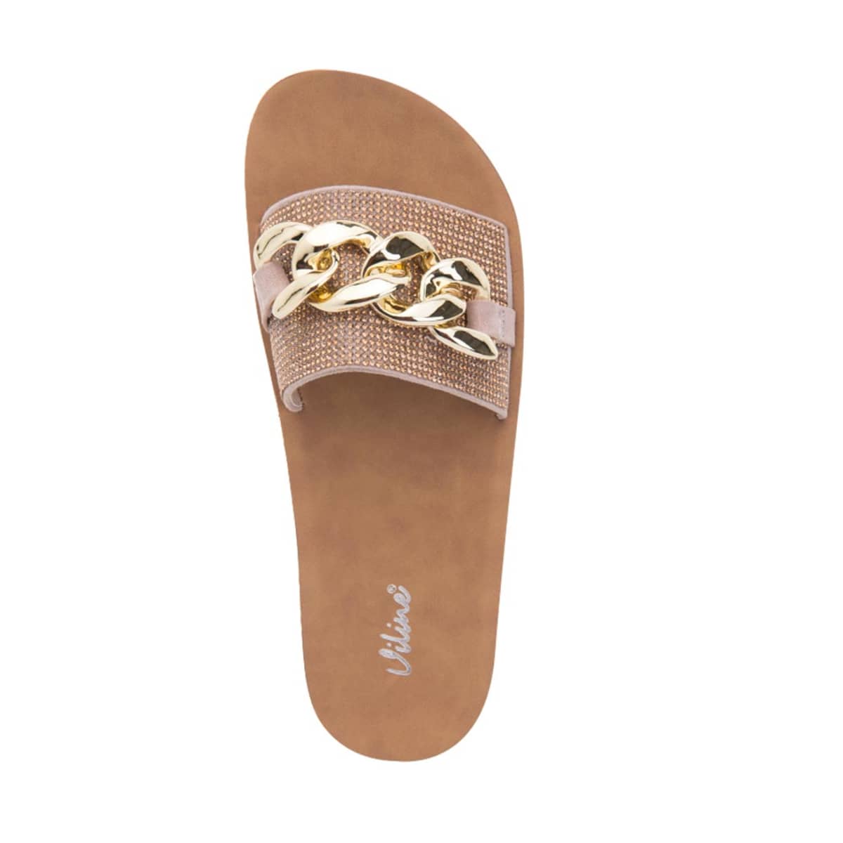 Sandalia casual marca Vi Line, tipo slide, color taupé, mod. 1028376