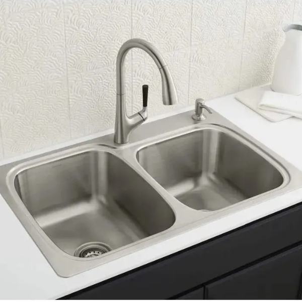 Tarja Cocina , Llave Mezcladora y  Dispensador Jabon Kholer 