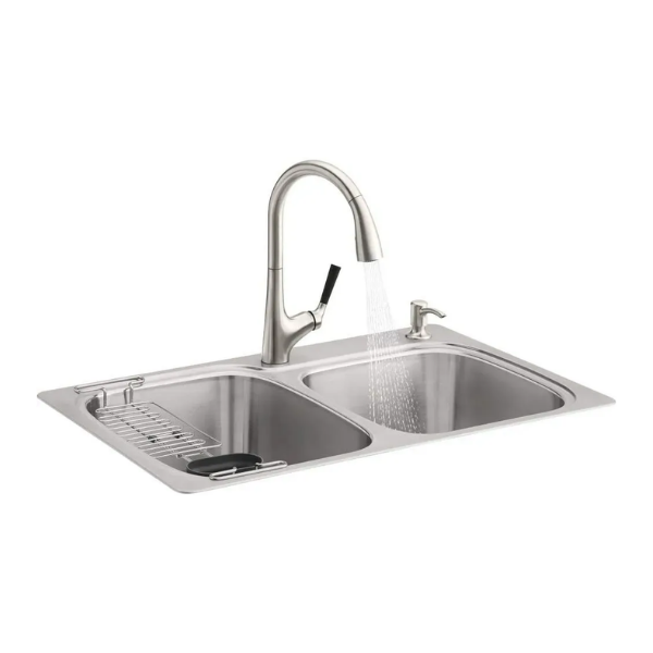 Tarja Cocina , Llave Mezcladora y  Dispensador Jabon Kholer 