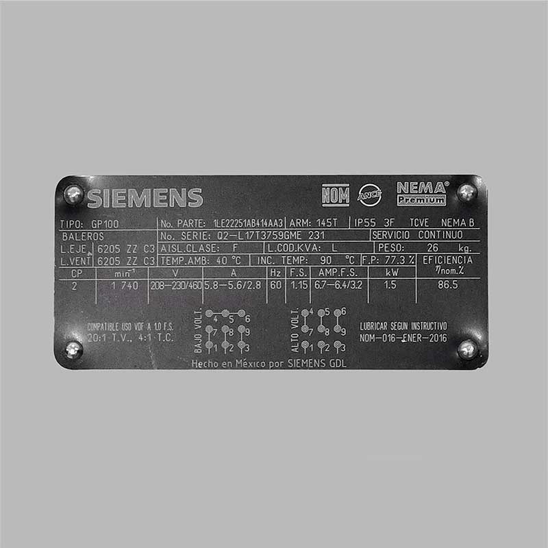Motor Trifásico 2 Hp Baja Eficiencia Nema Premium