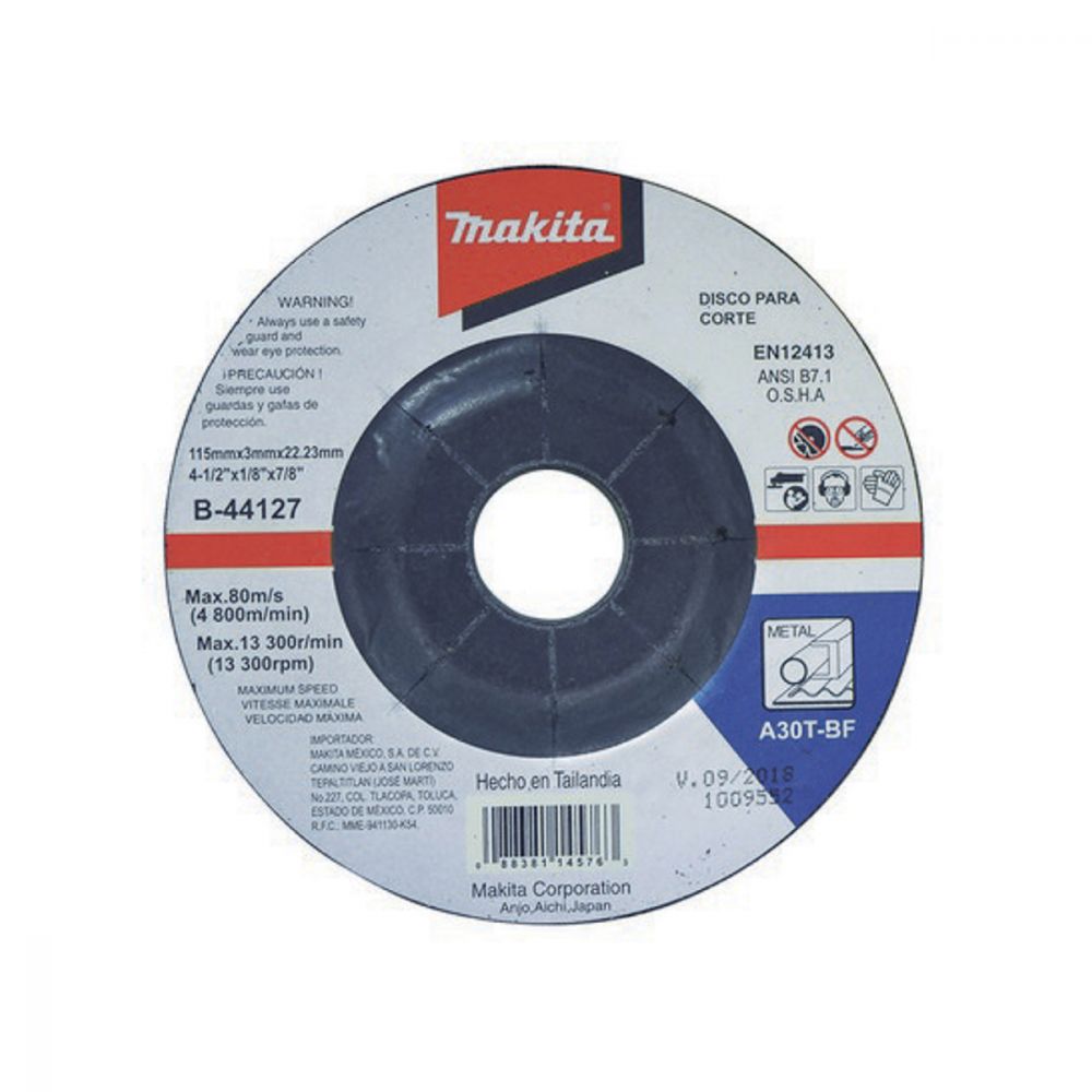 Disco Abrasivo Corte De Metal 4-1/2 X 7/8 Makita B44127