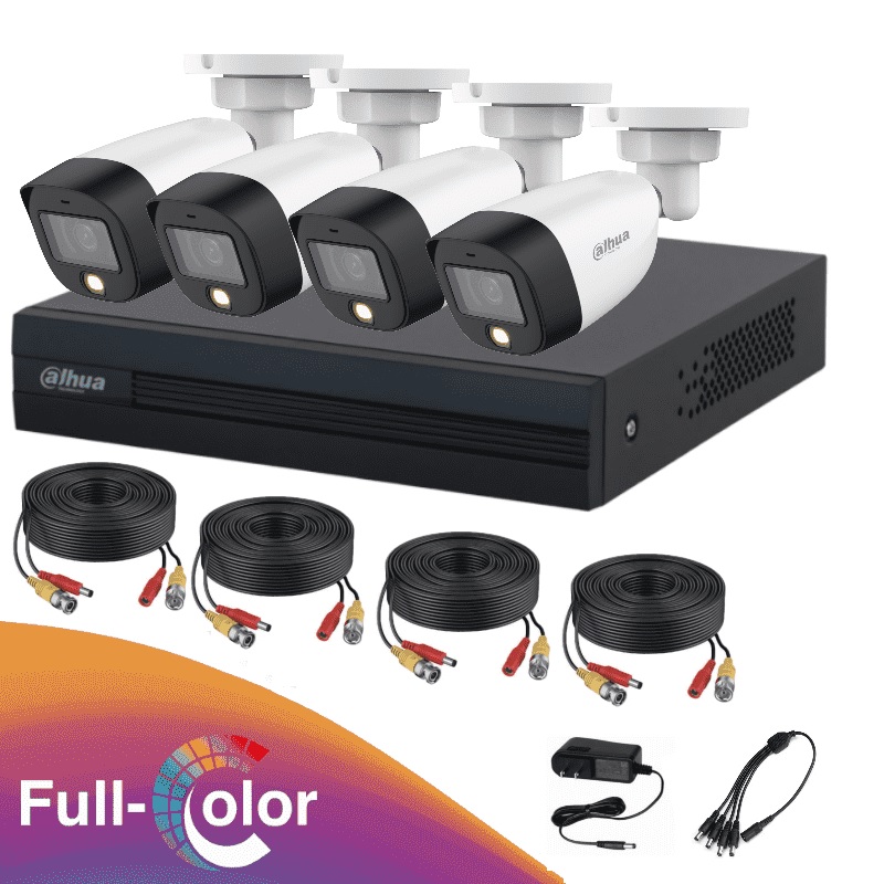 DAHUA FULLCOLORKIT- Kit de 4 Canales Full Color de 2 MP/ DVR Cooper-I WizSense/ 4 Camaras Full Color de 2 Megapixeles