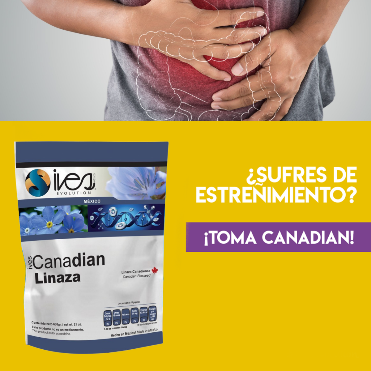 Canadian Ives Evolution México Linaza Canadiense Molida Cultivo Orgánico 600 Gr.