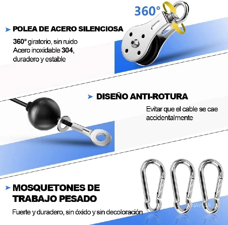 Equipo Fitness Diy Gimnasio Polea  Con Cable Para Biceps Triceps