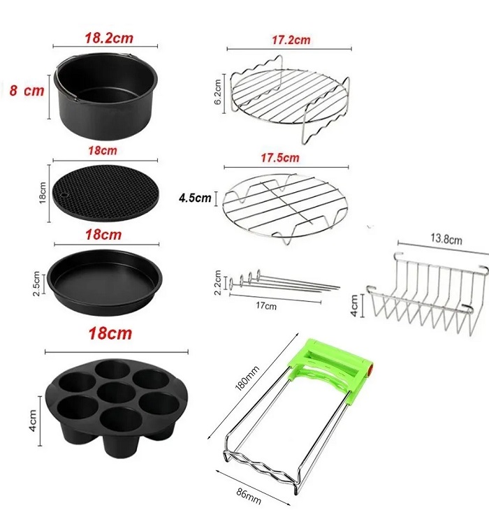 Set 8 Accesorios Para Freidora De Aire 