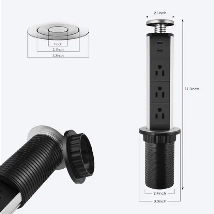 Cargador Usb Oculto Multicontacto De Torre 3 Us Plug Y 2 Usb