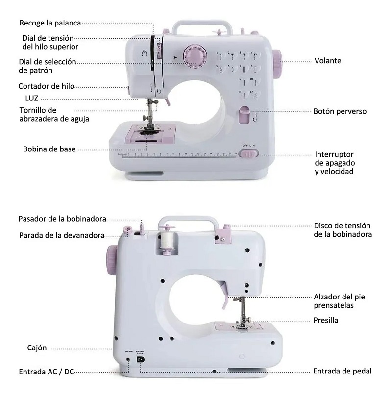 Máquina De Coser Eléctrica 12 Puntos Con Pedal 