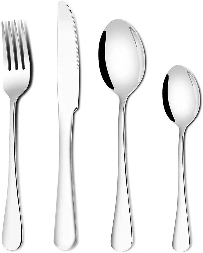 Set 24 Cubiertos Vajilla Cuchillo Cuchara Tenedor Color Plata