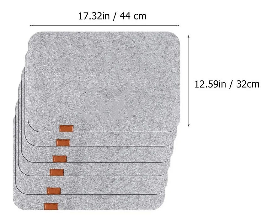 Set 18 Manteles Individuales Con Portavasos Antideslizante Gris