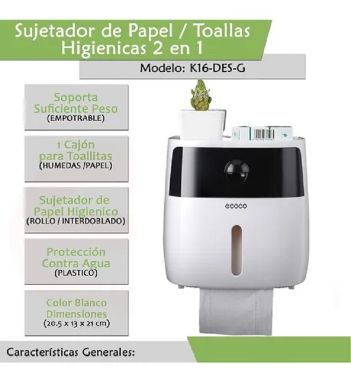 Soporte De Papel Higiénico Montado En La Pared Negro