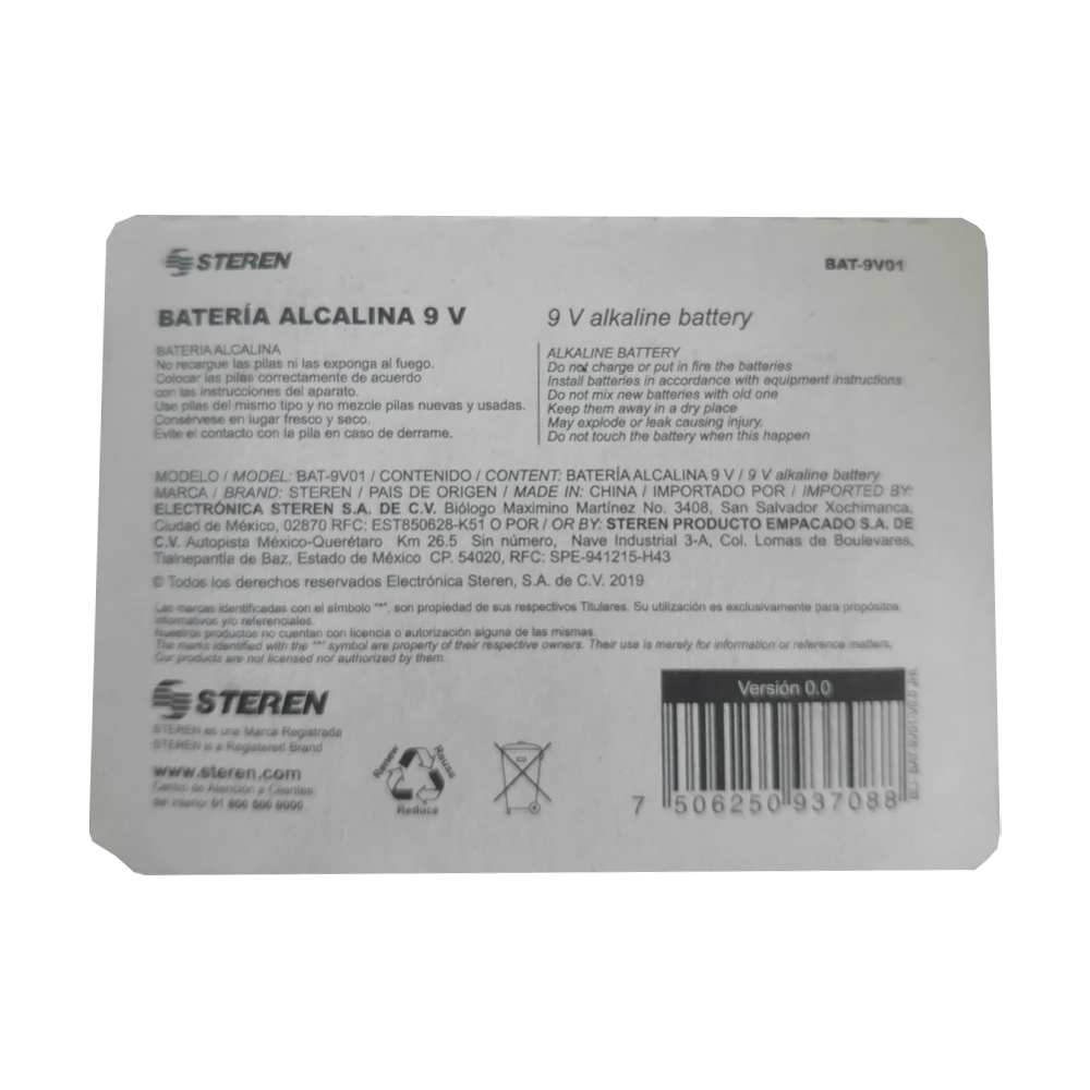 Bateria O Pila Cuadrada Alcalina De 9v