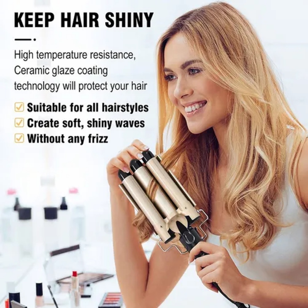 Plancha Rizadora Tenaza Cerámica Cabello Barrel Rizos