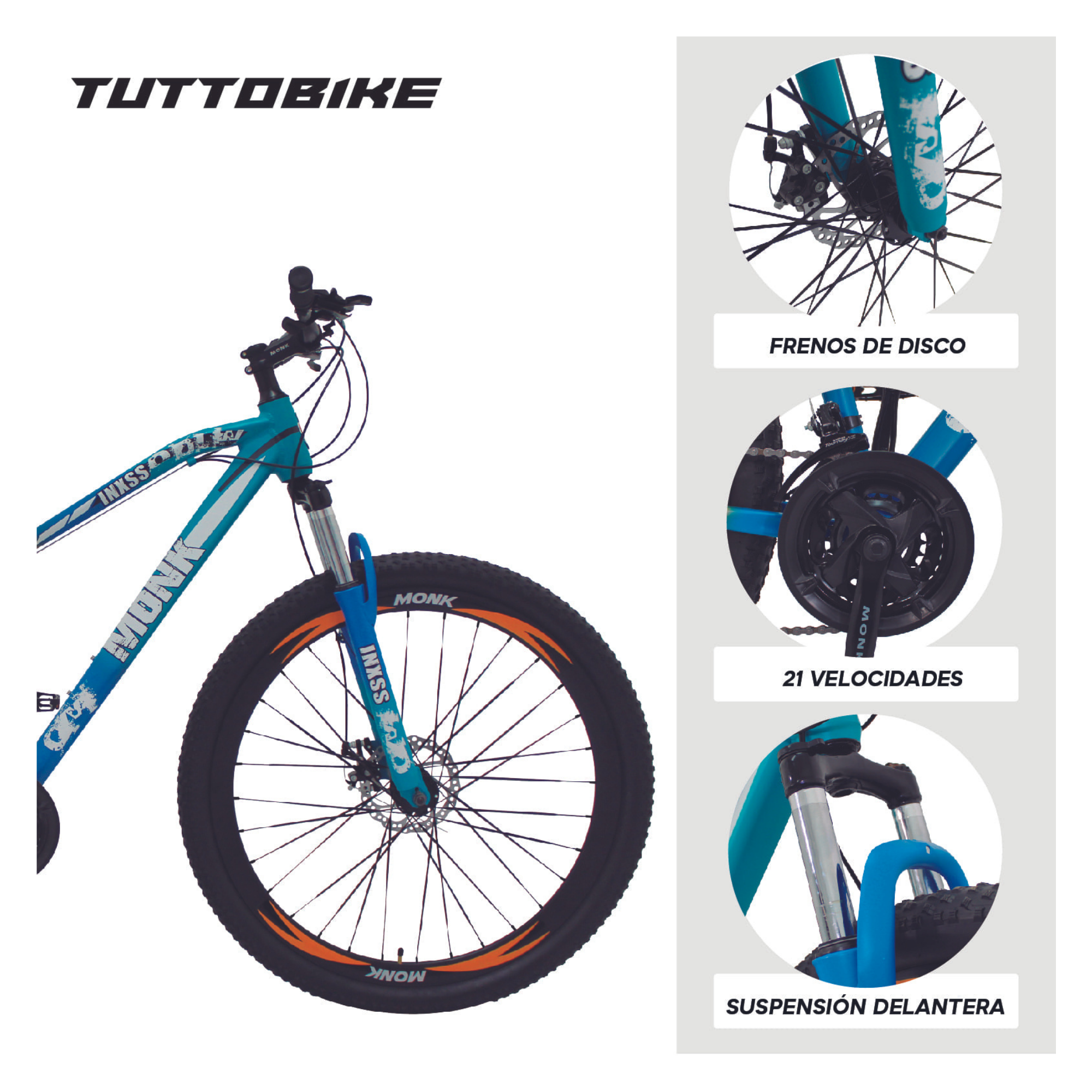 Bicicleta Montaña Monk Inxss Shimano F/dis Rodada 29 21 Vel
