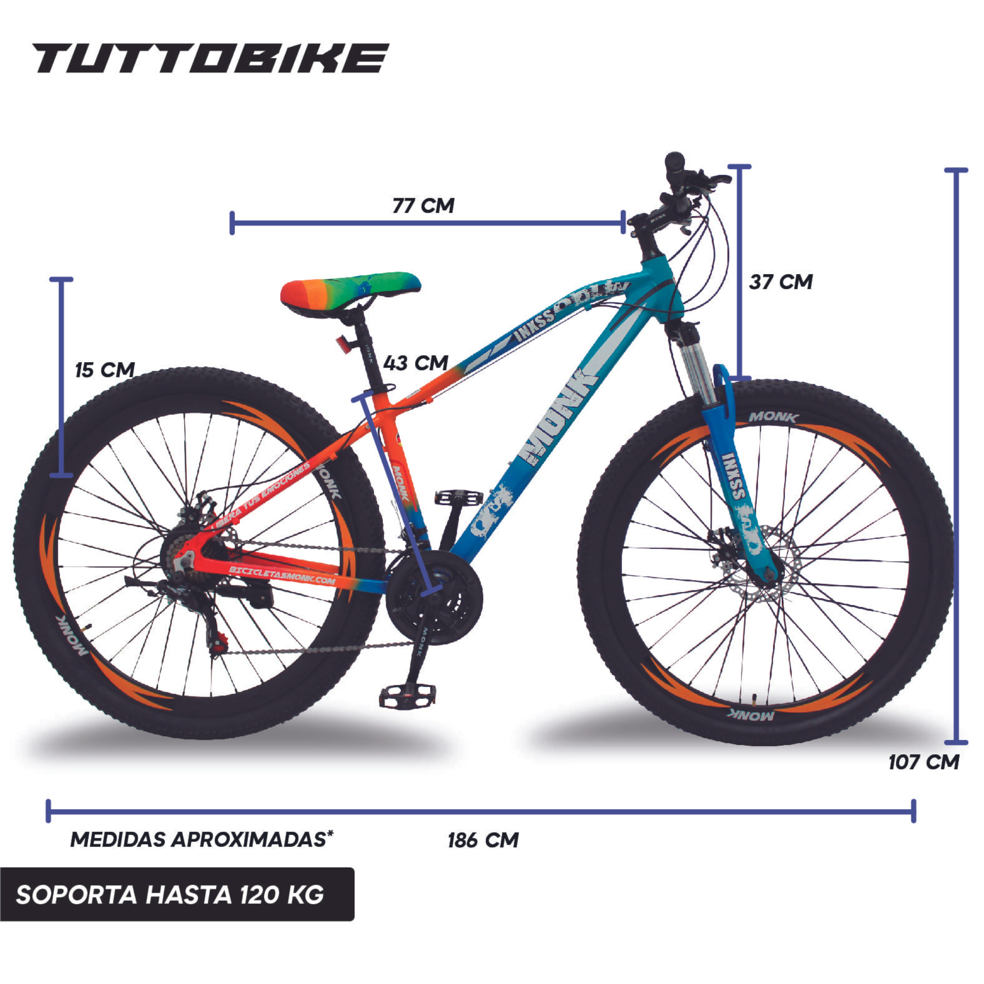 Bicicleta Montaña Monk Inxss Shimano F/dis Rodada 29 21 Vel