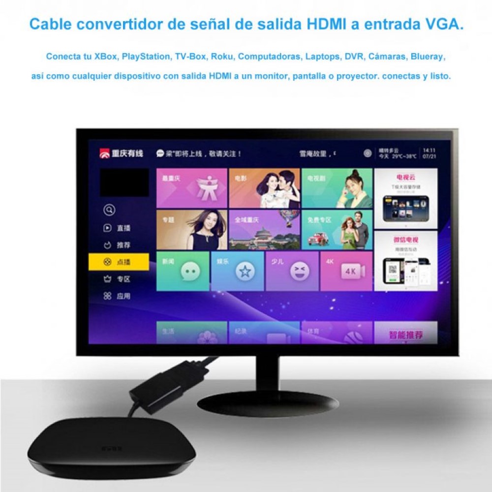 Convertidor, Adaptador HDMI A VGA Ele-Gate WI61 Color Negro