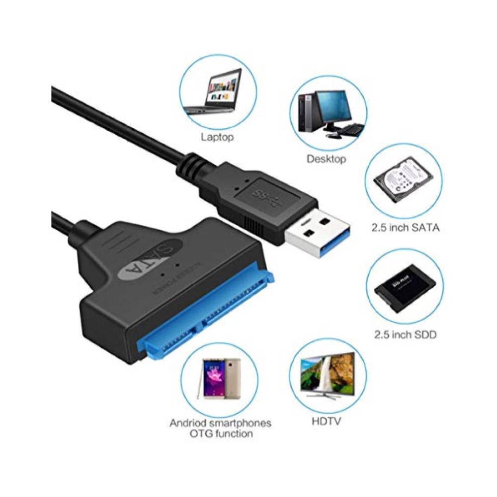 Cable Adaptador Disco Duro Hdd Ssd Usb 3.0 A Sata 2.5 Vimi SATA02U Color Negro
