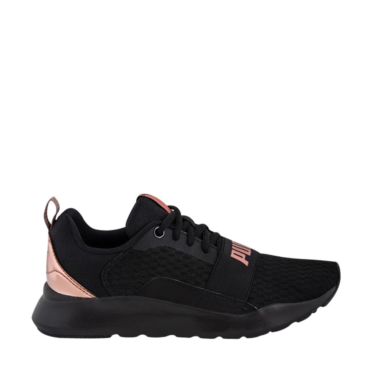 Tenis casual urbano de tela para mujer marca Puma, color negro, mod. 950984